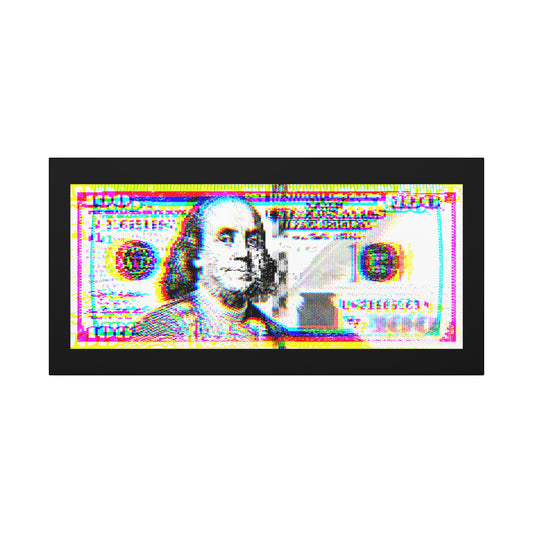 100 Dollars Bill - Neon Color Explosion - Canvas