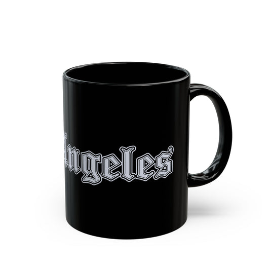 Los Angeles Black Mug - Trendy Coffee Cup for Urban Style Lovers, Gift for Travelers, Office Decor, Best Friend Gift, Unique Collectible - Silver Edition