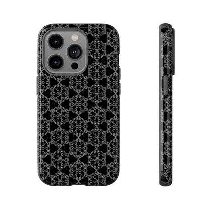 Geometric Pattern Phone Case, Dark Floral Case for Tough Protection, Stylish Smartphone Accessory, Gift for Tech Lovers, Trendy Mobile Cover