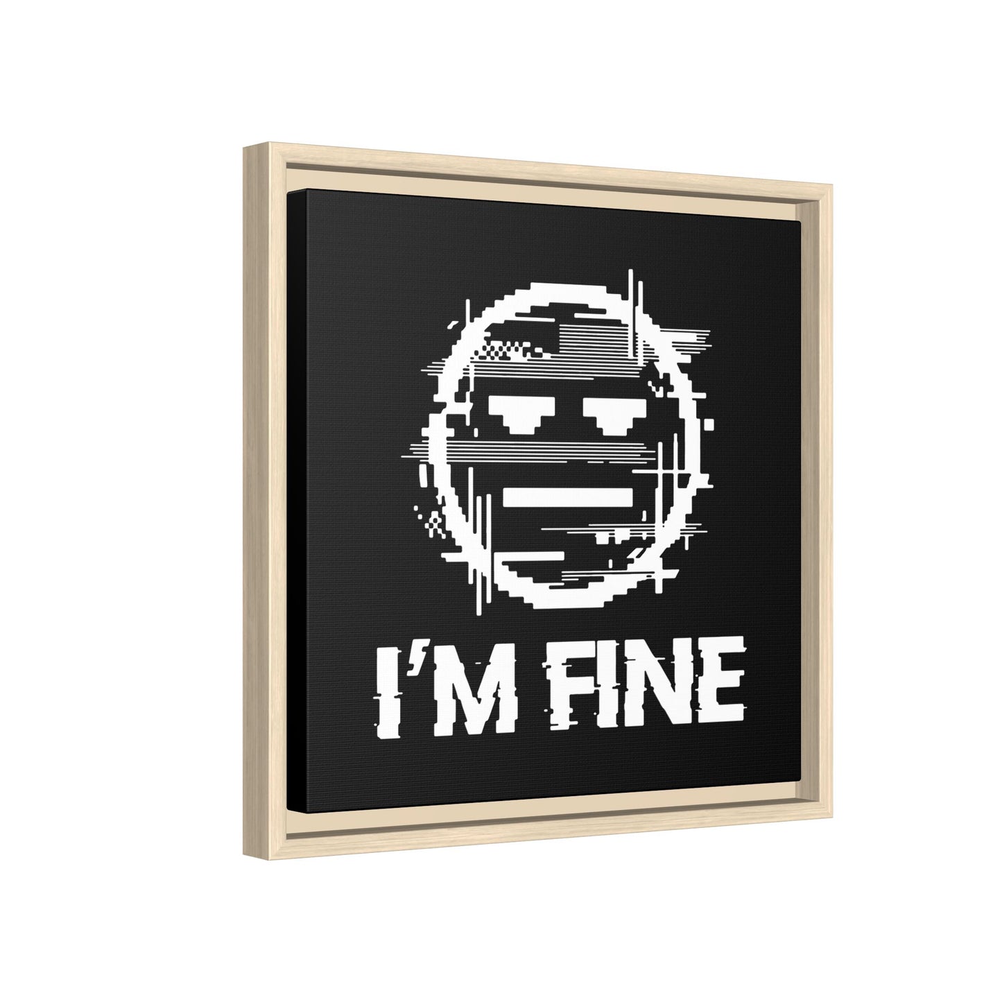 I’m Fine Glitched Smiley - Framed Canvas