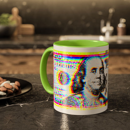 100 Dollars Bill - Neon Color Explosion - Color Accent Mug