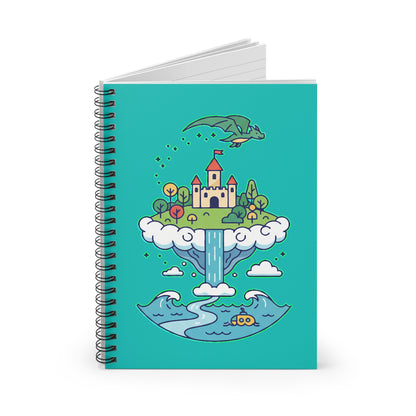 Floating Castle Dragon - Magical Fantasy Island - Spiral Notebook