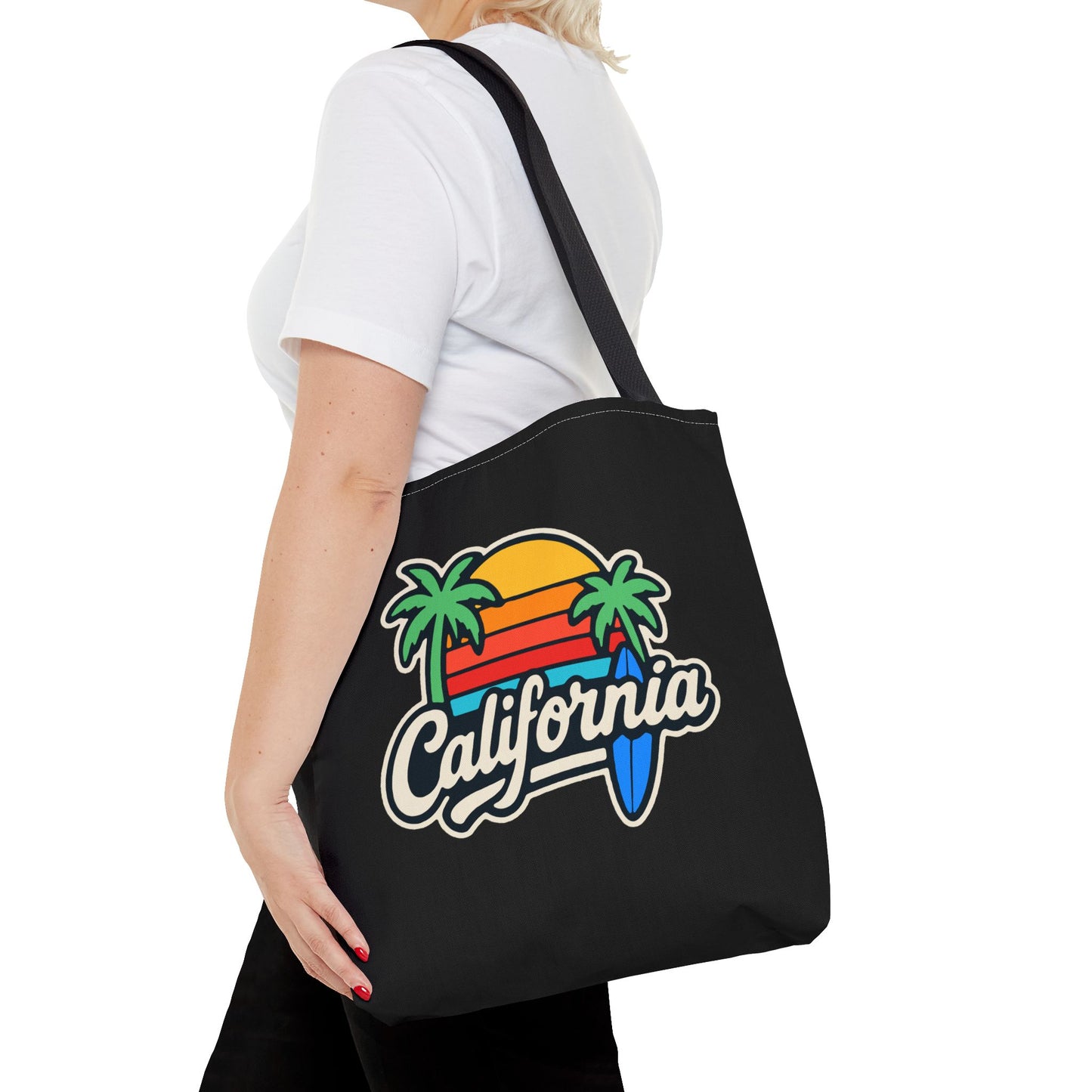 California Retro Tote Bag - Beach Vibes, Summer Accessory, Travel Bag, Gift for Friends, Eco-Friendly Shopping