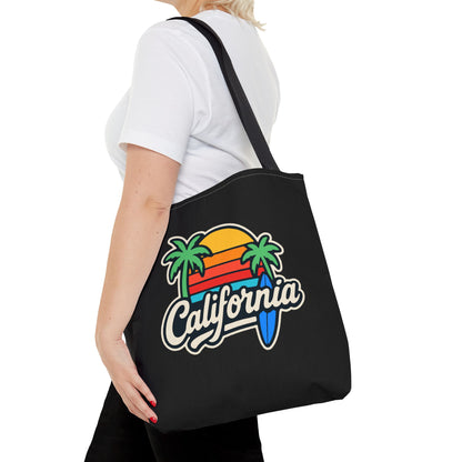 California Retro Tote Bag - Beach Vibes, Summer Accessory, Travel Bag, Gift for Friends, Eco-Friendly Shopping