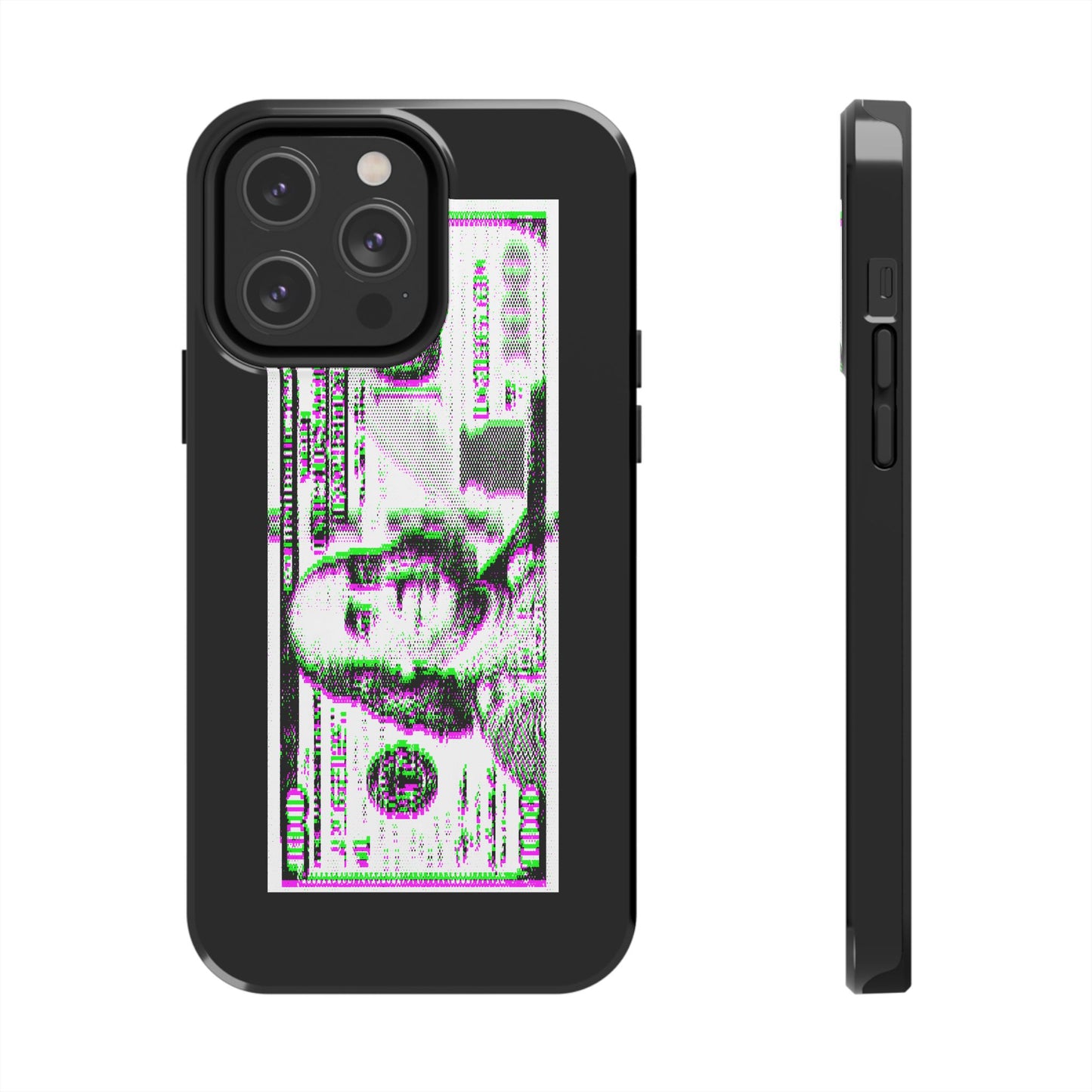 100 Dollars Bill - Green/Magenta Glitch - Phone Case