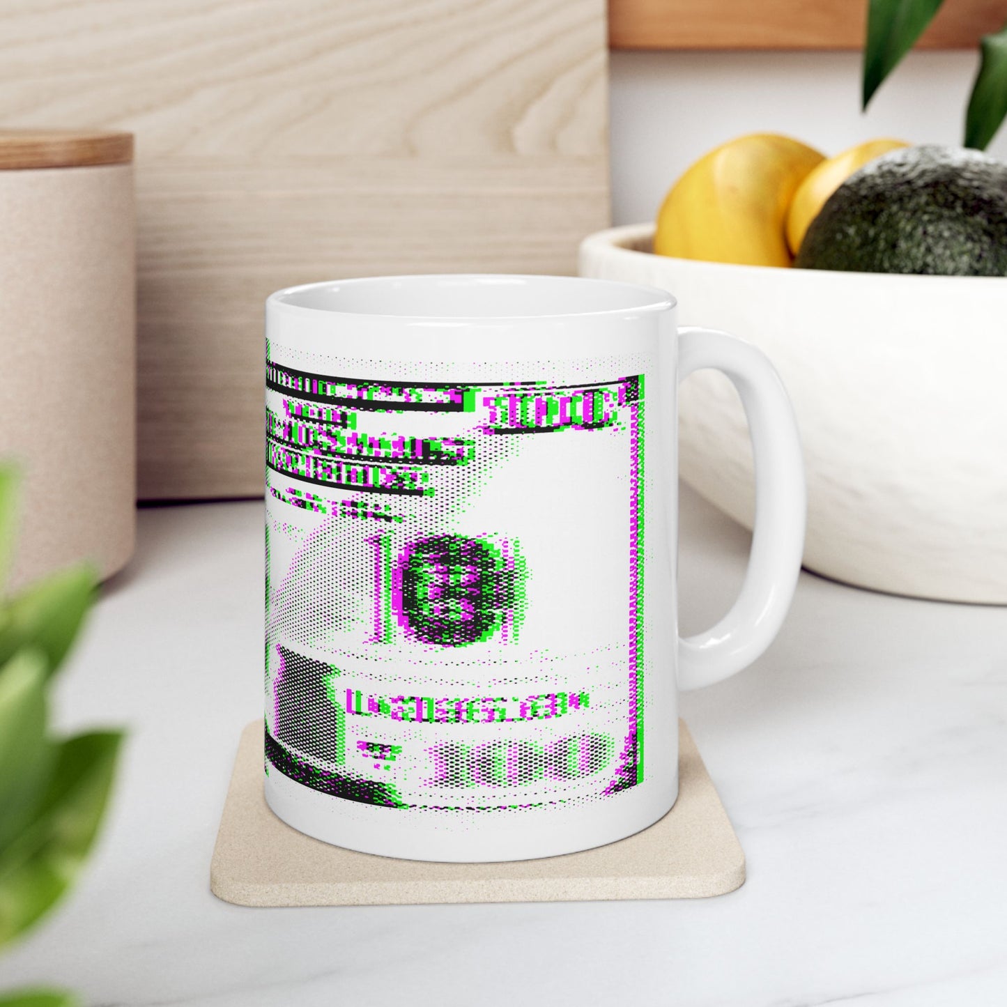 100 Dollars Bill - Green/Magenta Glitch - Mug