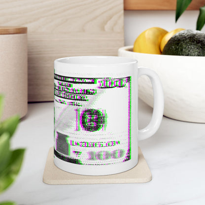 100 Dollars Bill - Green/Magenta Glitch - Mug