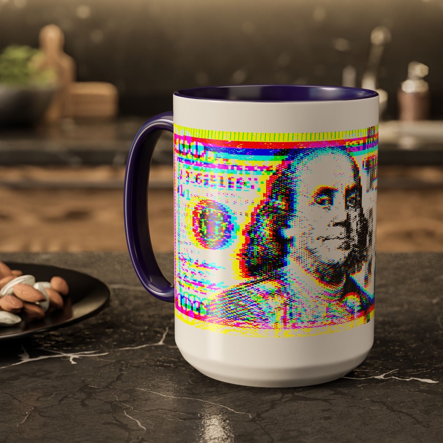 100 Dollars Bill - Neon Color Explosion - Color Accent Mug