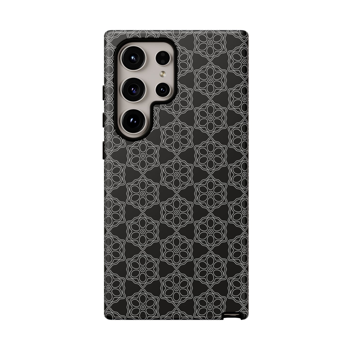 Geometric Pattern Phone Case, Dark Floral Case for Tough Protection, Stylish Smartphone Accessory, Gift for Tech Lovers, Trendy Mobile Cover