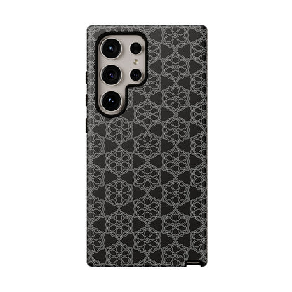 Geometric Pattern Phone Case, Dark Floral Case for Tough Protection, Stylish Smartphone Accessory, Gift for Tech Lovers, Trendy Mobile Cover