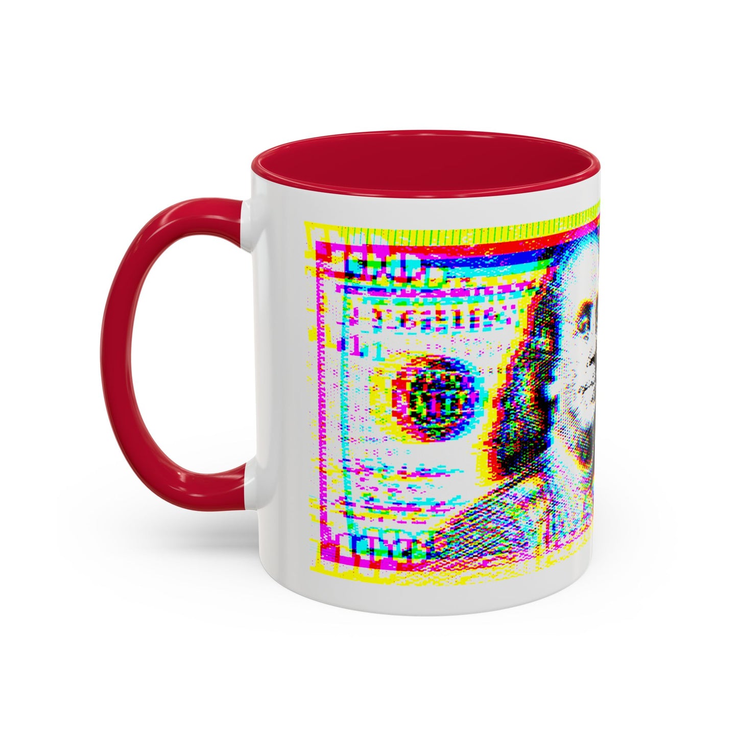 100 Dollars Bill - Neon Color Explosion - Color Accent Mug