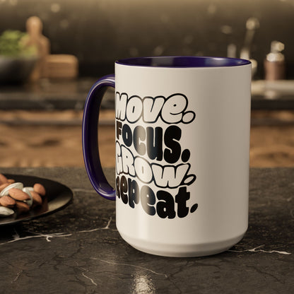 Move. Focus. Grow. Repeat. - Colorful Mug