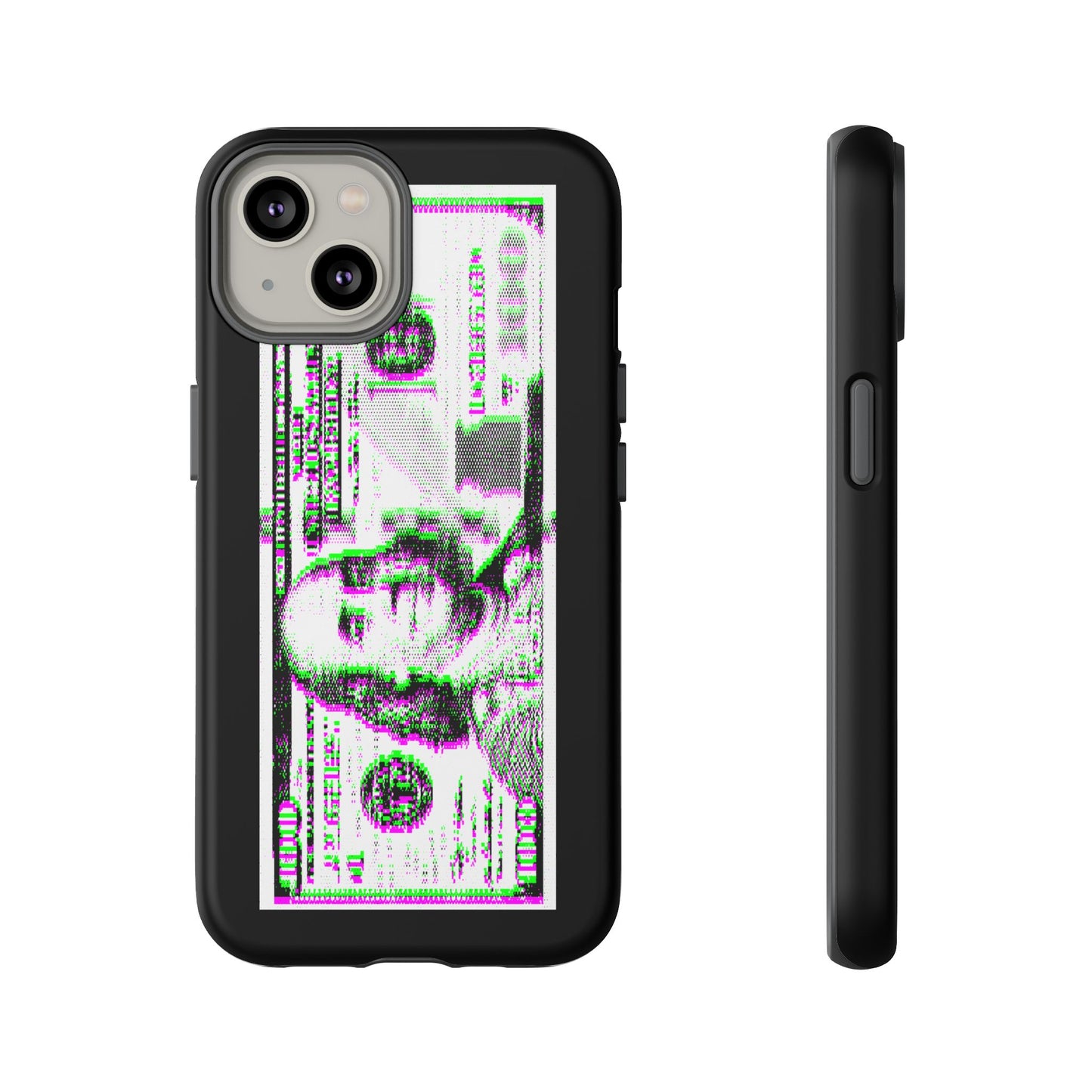 100 Dollars Bill - Green/Magenta Glitch - Phone Case