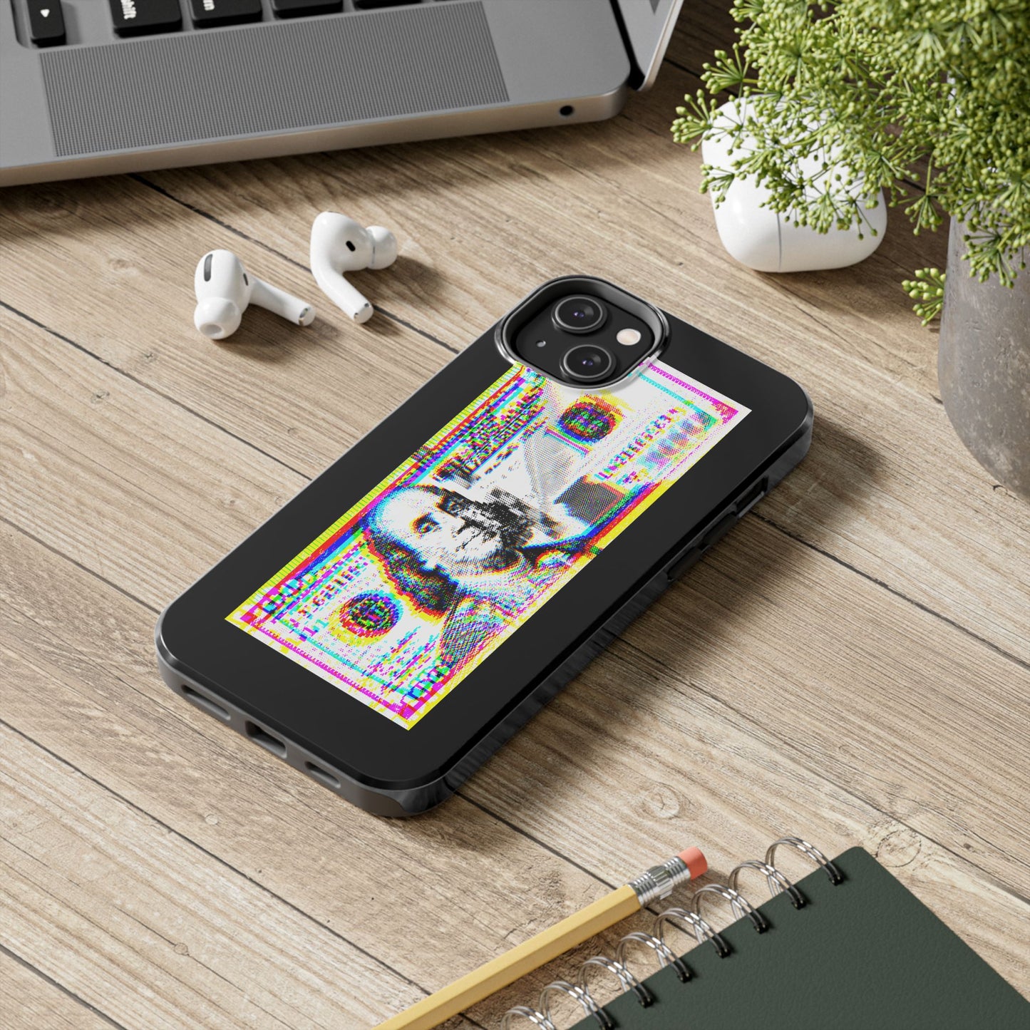 100 Dollars Bill - Neon Color Explosion - Phone Case