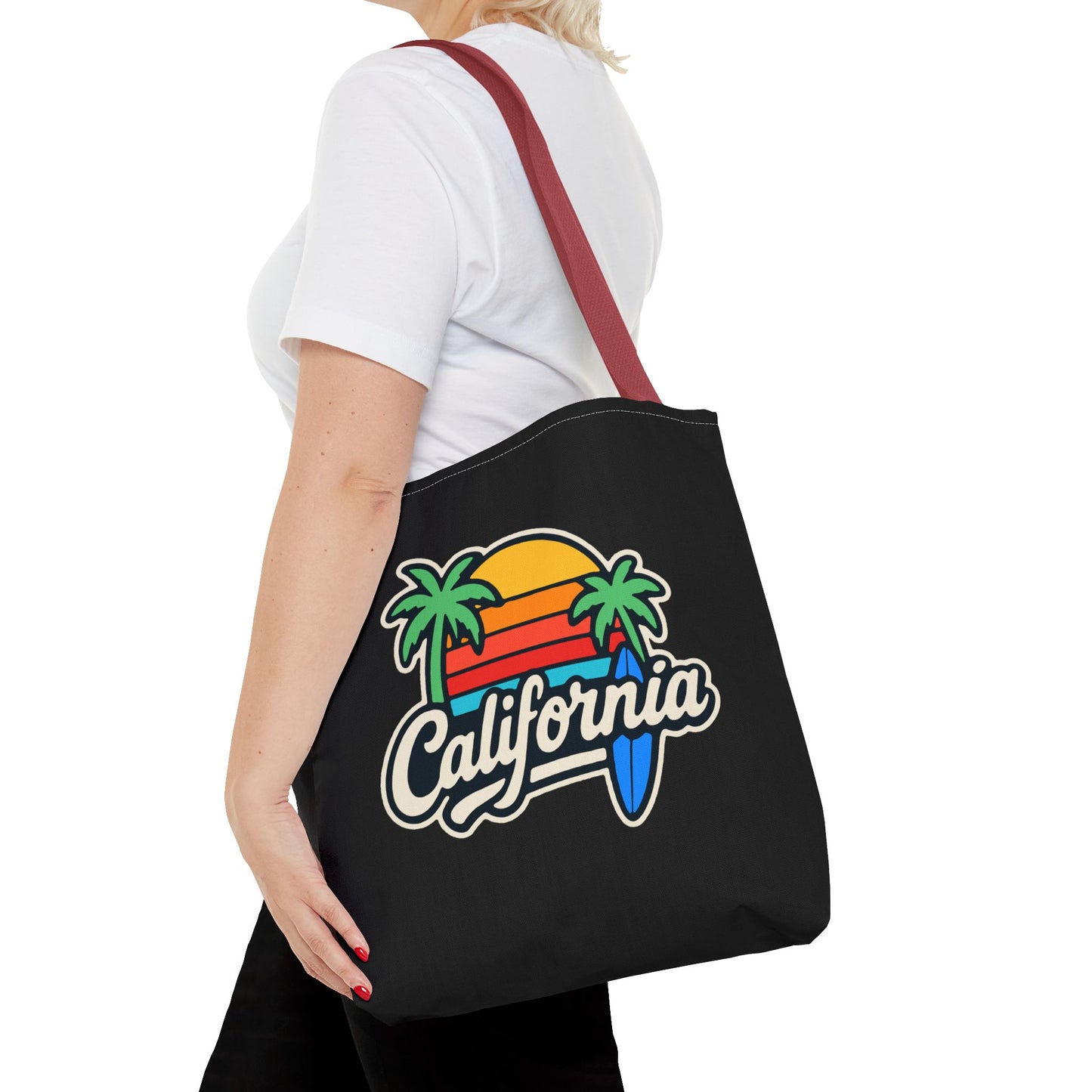 California Retro Tote Bag - Beach Vibes, Summer Accessory, Travel Bag, Gift for Friends, Eco-Friendly Shopping