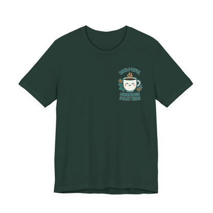 Cute Coffee Lover T-Shirt, Brew-tiful Mornings Start Here Tee, Perfect for Baristas, Gift for Coffee Enthusiasts, Cozy Everyday Wear