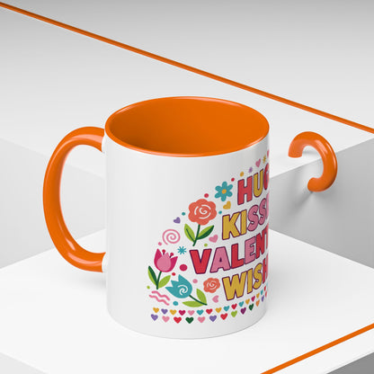 Hugs, Kisses & Valentine’s Wishes - Color Accent Mug