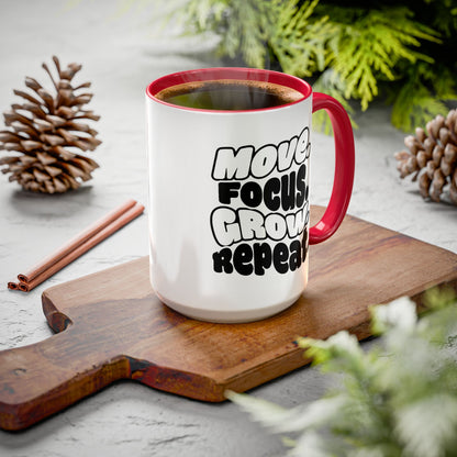 Move. Focus. Grow. Repeat. - Colorful Mug