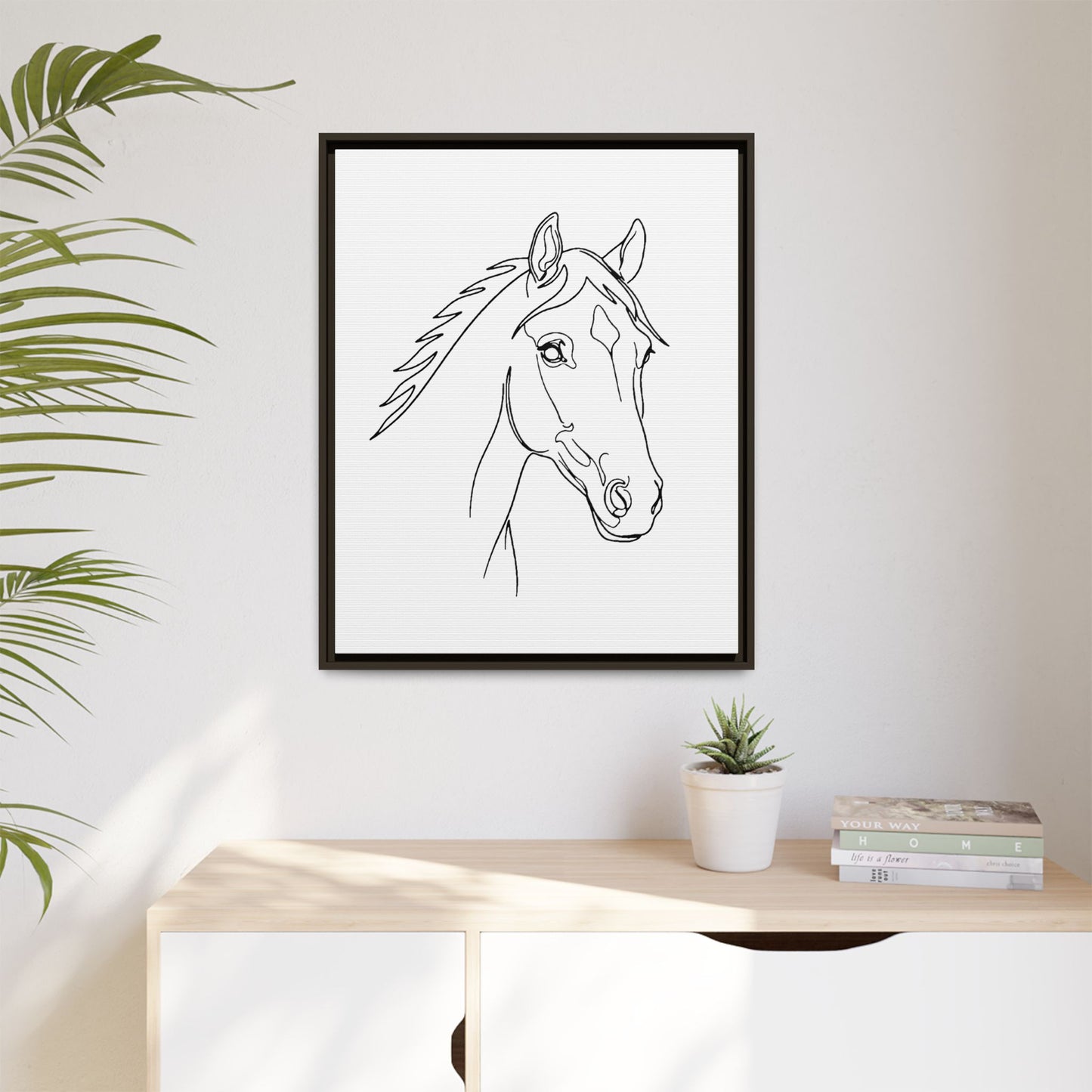 Horse Portrait Sketch - Framed Canvas