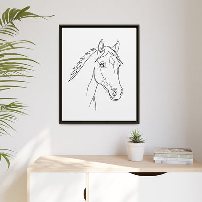 Horse Portrait Sketch - Framed Canvas