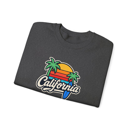 California Sunset Crewneck Sweatshirt, Cozy Sweatshirt, Unisex Pullover, Graphic Tee, Beach Lifestyle Apparel, Casual Wear, Gift for Him/Her