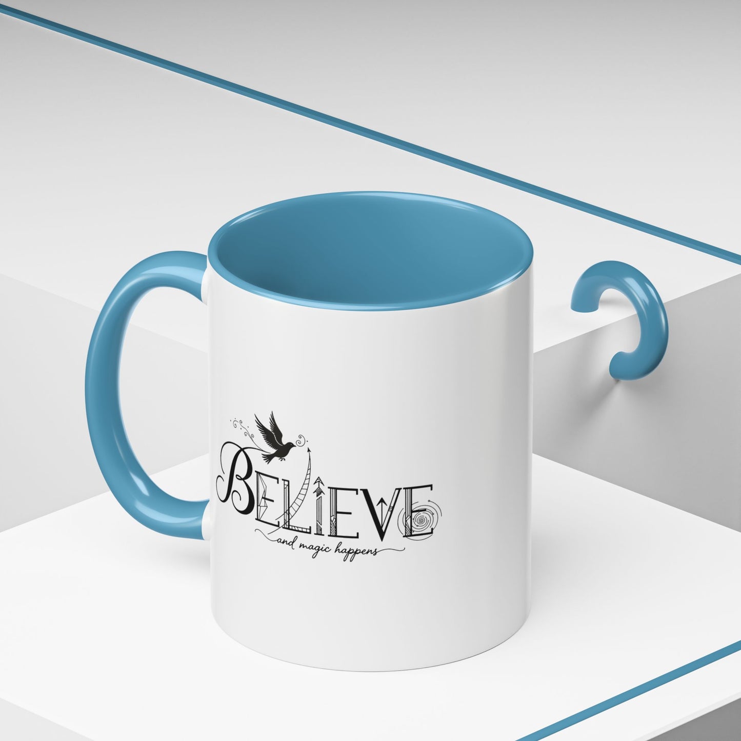 Believe and Magic Happens - Color Accent Mug