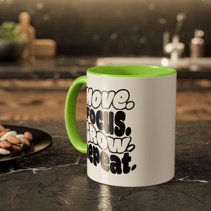 Move. Focus. Grow. Repeat. - Colorful Mug