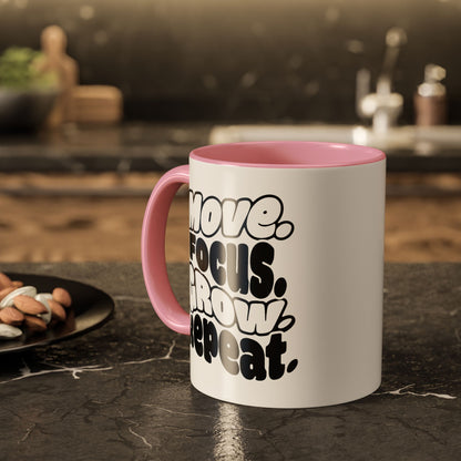 Move. Focus. Grow. Repeat. - Colorful Mug