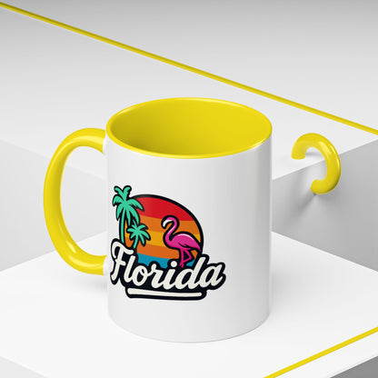 Florida Sunset Palm - Color Accent Mug