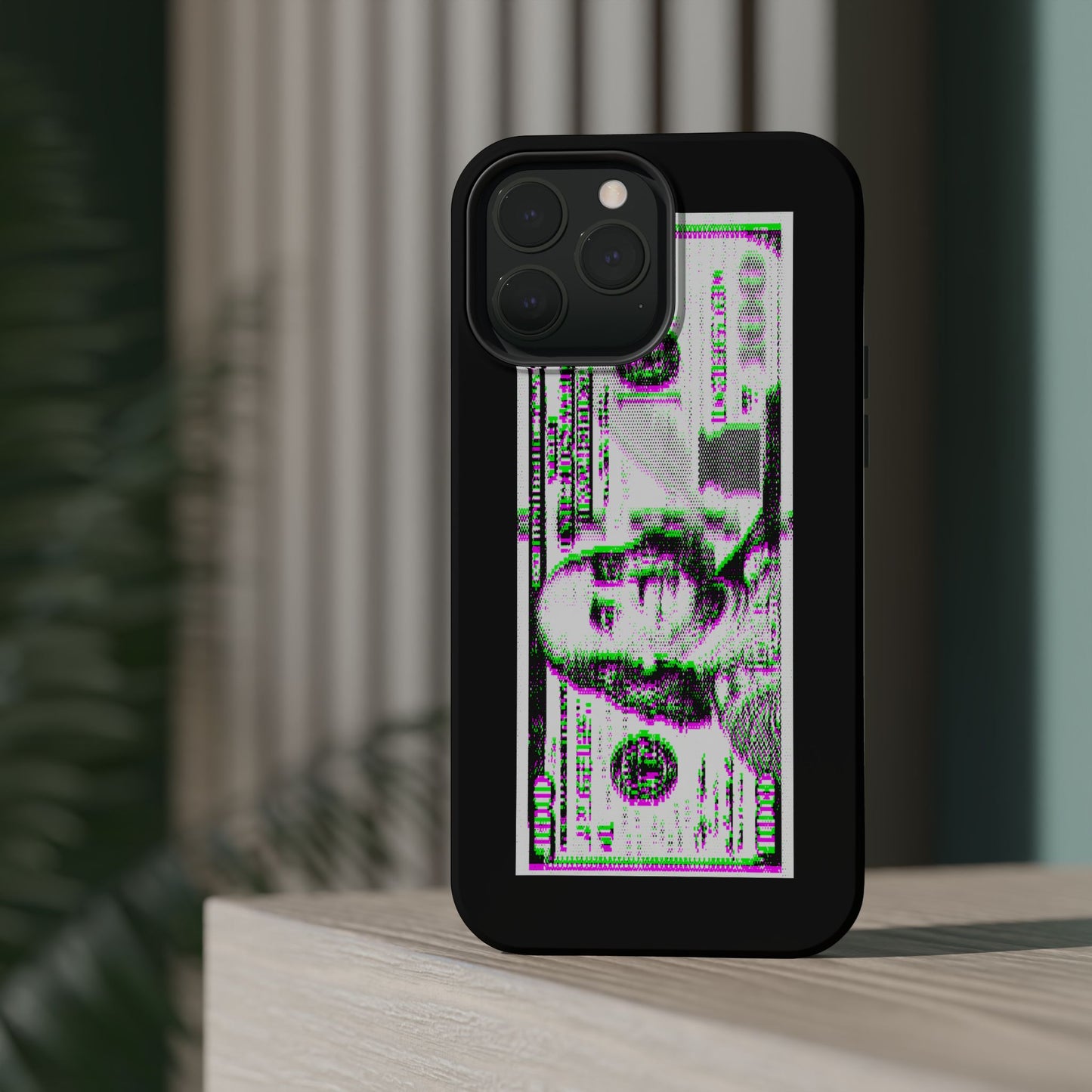 100 Dollars Bill - Green/Magenta Glitch - Magnetic Phone Case