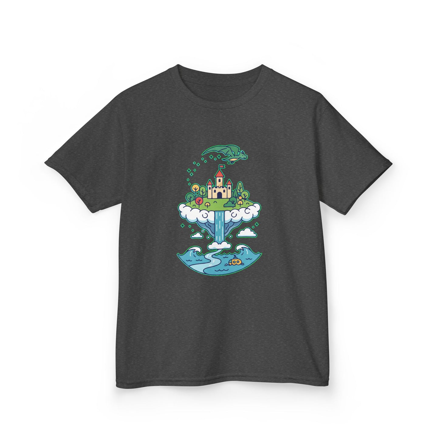 Floating Castle Dragon - Magical Fantasy Island - Kids Tee