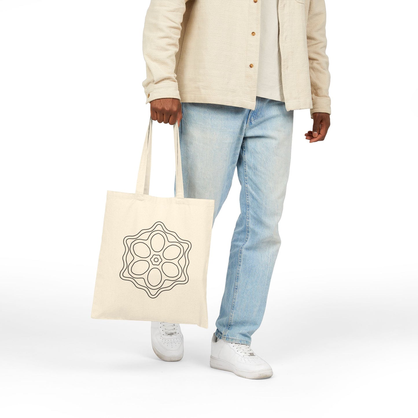 Hand-Drawn Floral Cotton Canvas Tote Bag, Eco-Friendly Shopping Bag, Reusable Grocery Tote, Gift for Garden Lovers, Sustainable Style