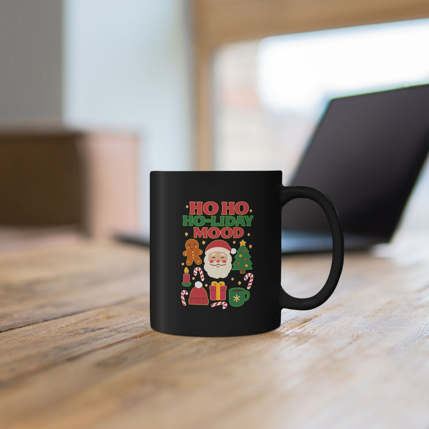 Ho Ho Ho-liday Mood - Black Mug