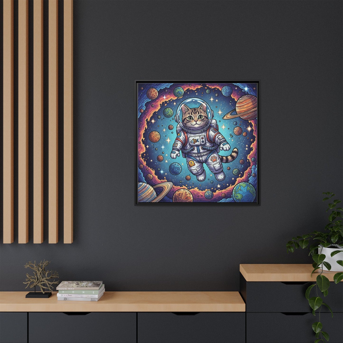 Astronaut Cat - Framed Canvas