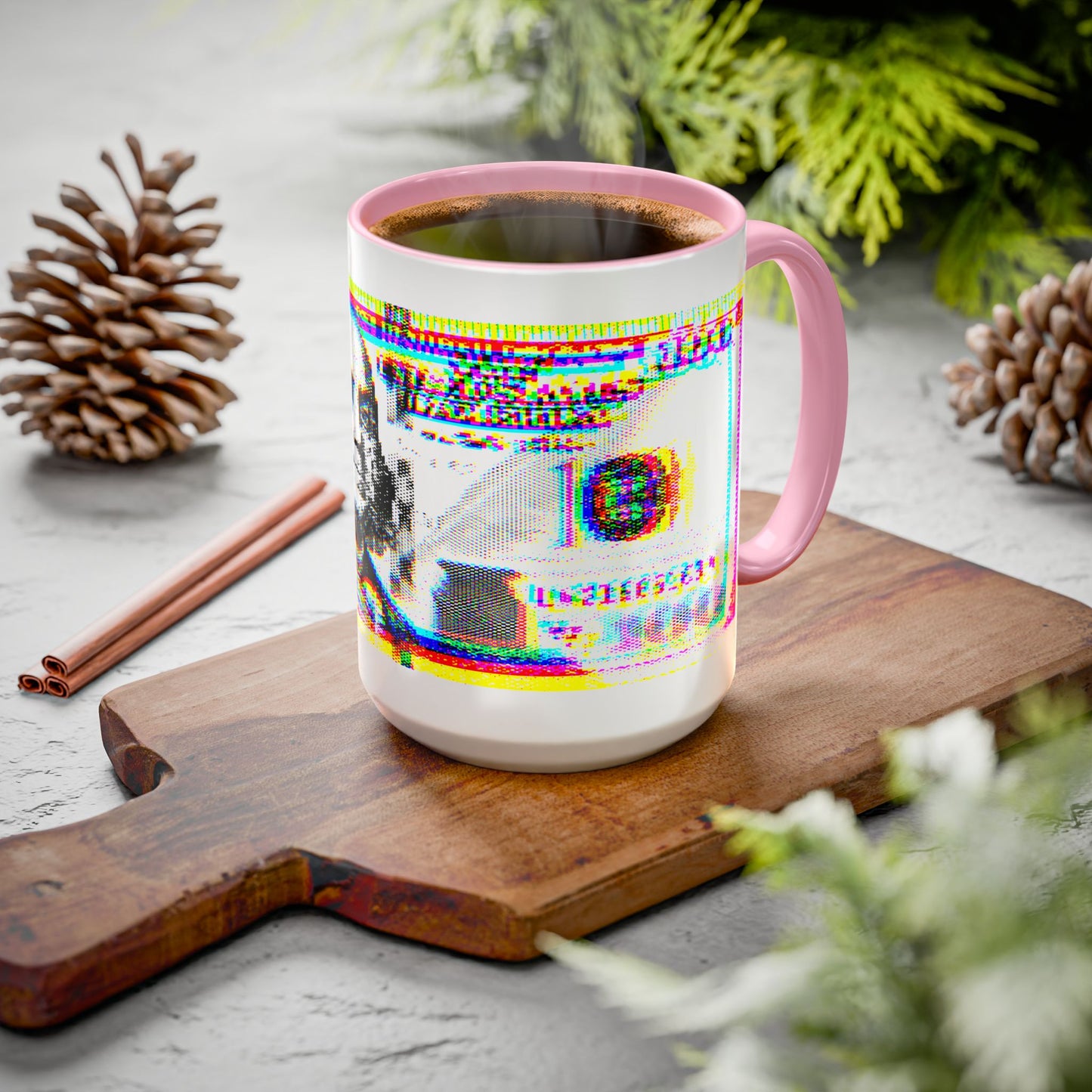 100 Dollars Bill - Neon Color Explosion - Color Accent Mug