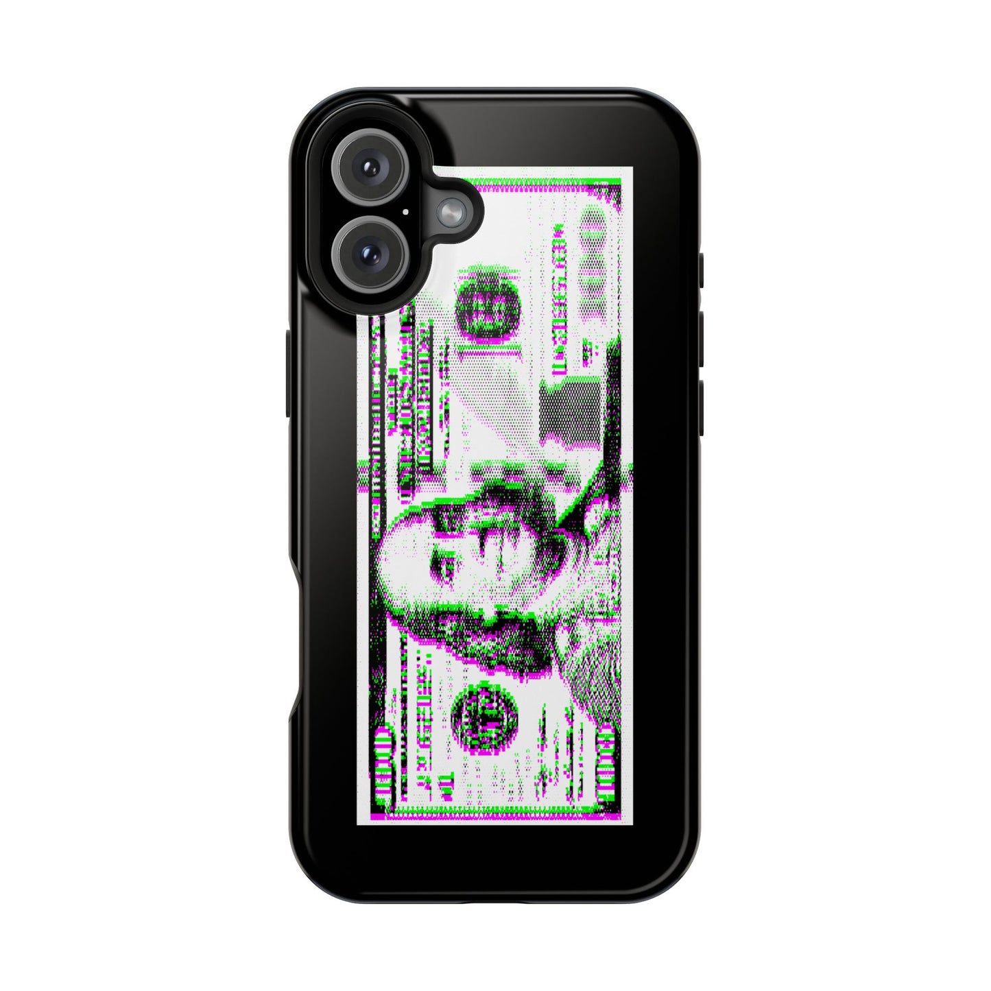 100 Dollars Bill - Green/Magenta Glitch - Magnetic Phone Case