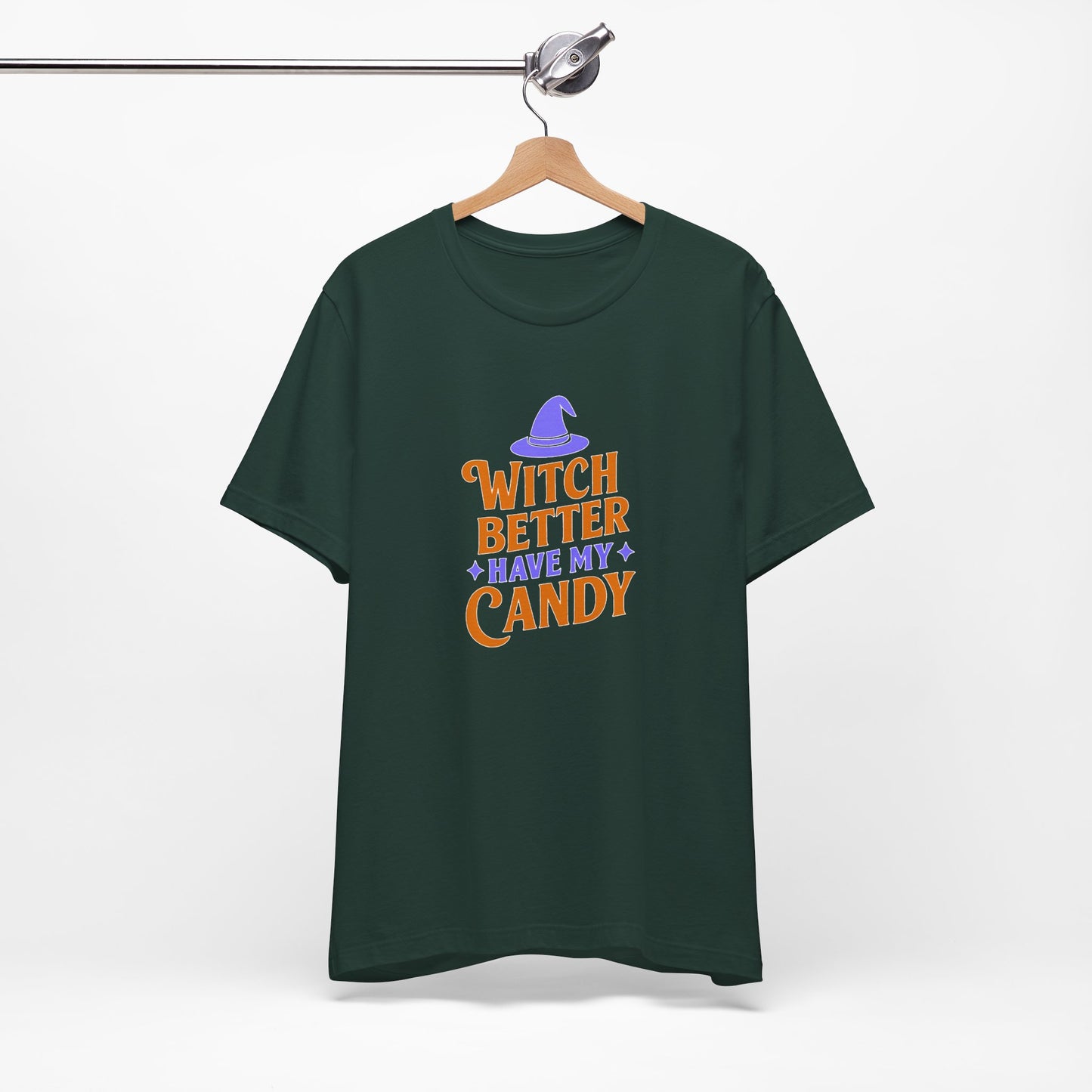 Halloween Witch Candy Tee, Funny Halloween Shirt, Unisex Halloween T-Shirt, Casual Fall Apparel, Trick or Treat Outfit