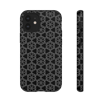 Geometric Pattern Phone Case, Dark Floral Case for Tough Protection, Stylish Smartphone Accessory, Gift for Tech Lovers, Trendy Mobile Cover