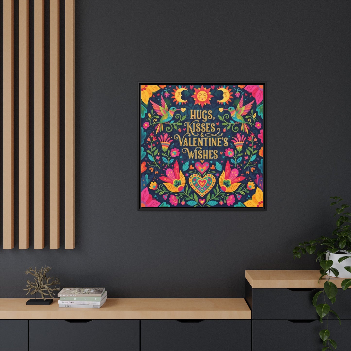 Hugs, Kisses & Valentine’s Wishes - Framed Canvas