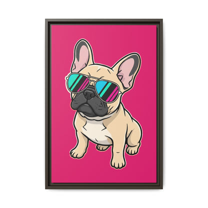French Bulldog with Sunglasses - Framed Canvas