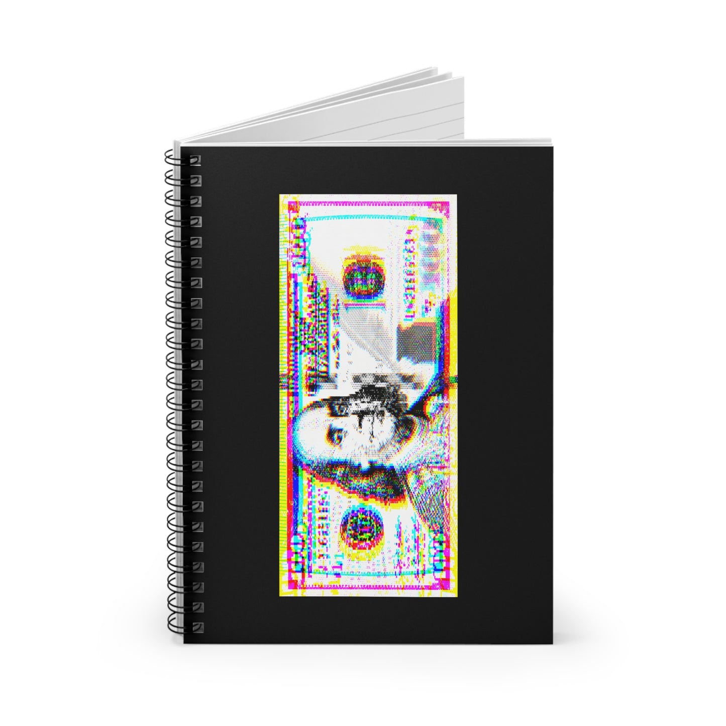 100 Dollars Bill - Neon Color Explosion - Spiral Notebook