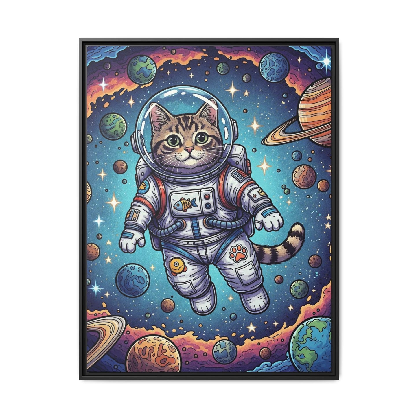 Astronaut Cat - Framed Canvas