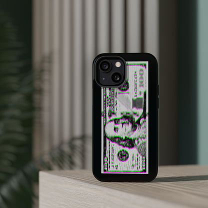 100 Dollars Bill - Green/Magenta Glitch - Magnetic Phone Case
