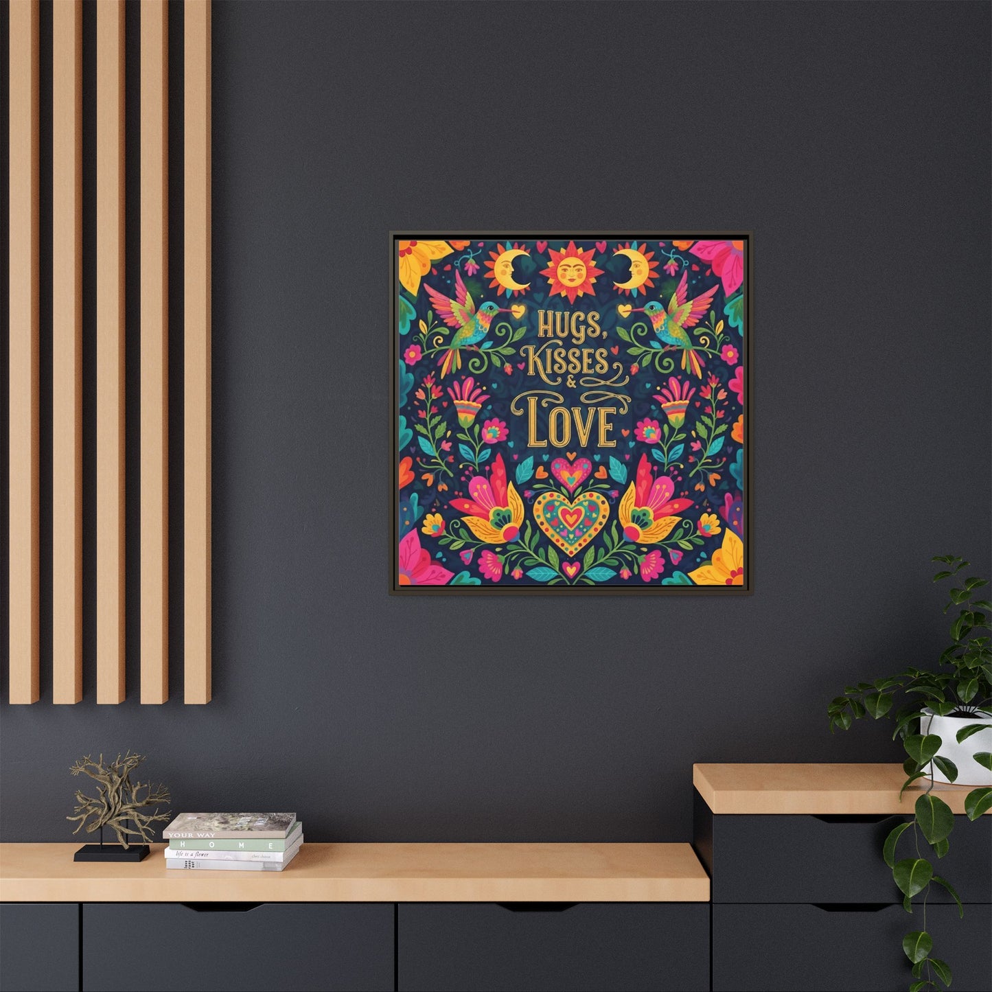 Hugs, Kisses & Love - Framed Canvas