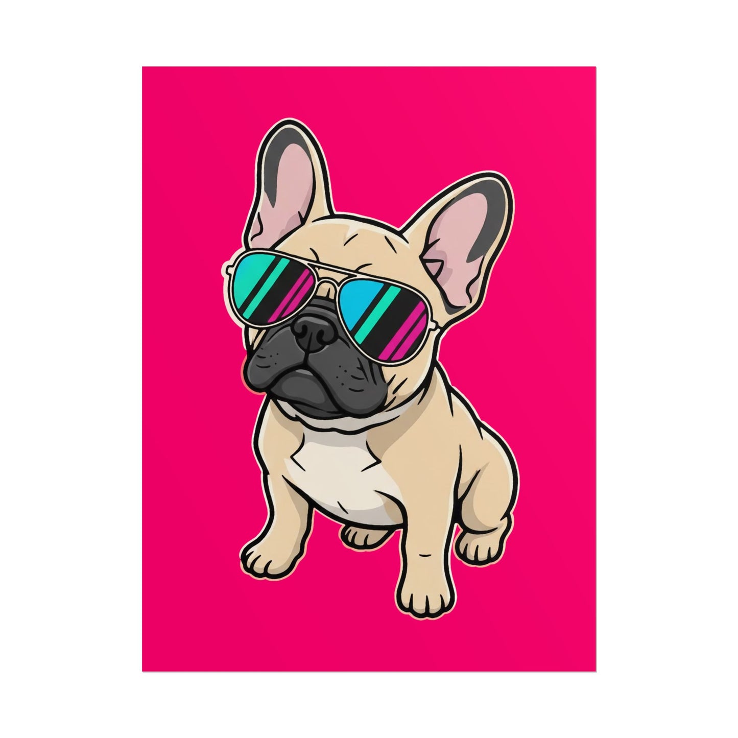 French Bulldog with Sunglasses - Poster