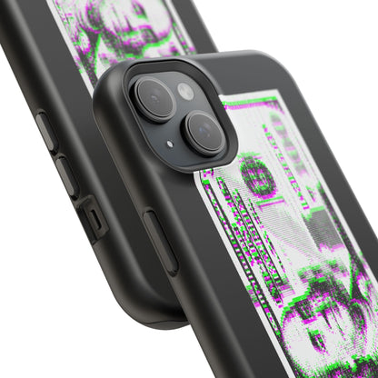 100 Dollars Bill - Green/Magenta Glitch - Magnetic Phone Case