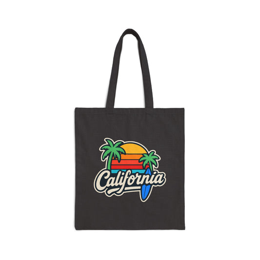 California Sunset Tote Bag, Eco-Friendly Shopping Bag, Beach Bag, Summer Vibes Gift, Travel Tote, Reusable Canvas Bag