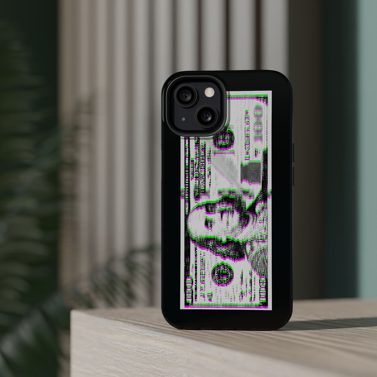 100 Dollars Bill - Green/Magenta Glitch - Magnetic Phone Case