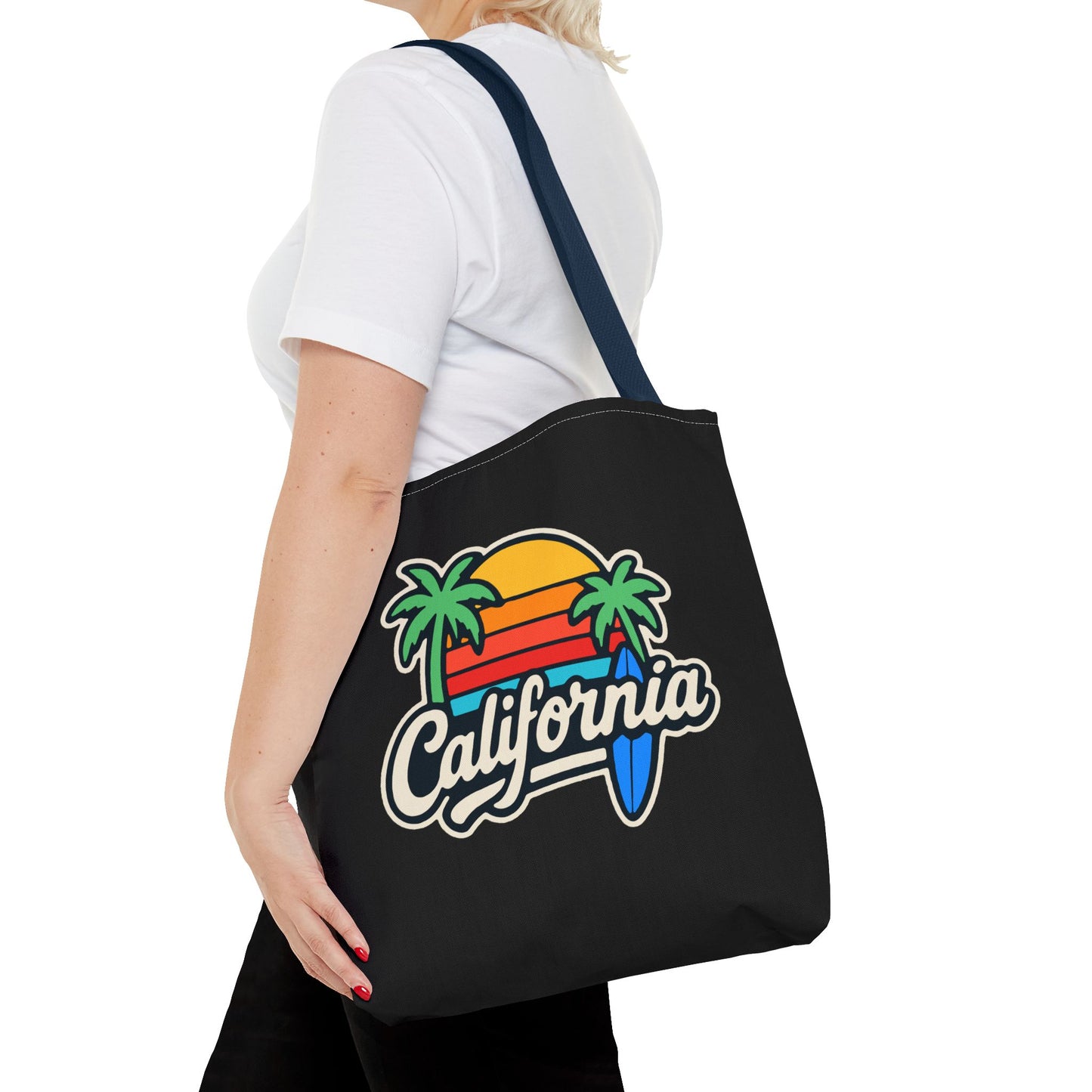California Retro Tote Bag - Beach Vibes, Summer Accessory, Travel Bag, Gift for Friends, Eco-Friendly Shopping