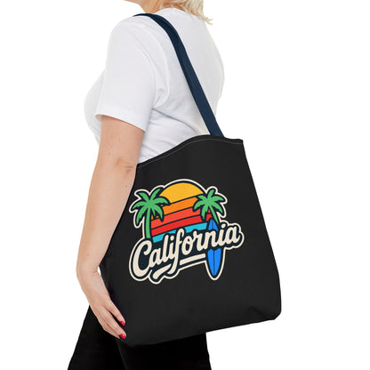 California Retro Tote Bag - Beach Vibes, Summer Accessory, Travel Bag, Gift for Friends, Eco-Friendly Shopping